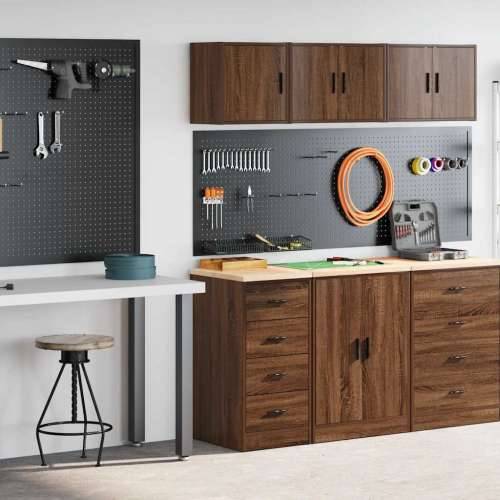 Garažni ormarići 2 kom smeđa boja hrasta konstruirano drvo - Smeđi hrast 40 x 51 x 85 cm 1 4 ladice 4 zásuvky Cijena