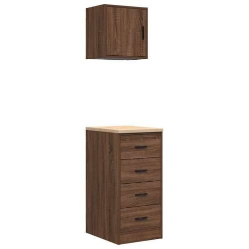 Garažni ormarići 2 kom smeđa boja hrasta konstruirano drvo - Smeđi hrast 40 x 51 x 85 cm 1 4 ladice 4 zásuvky Cijena