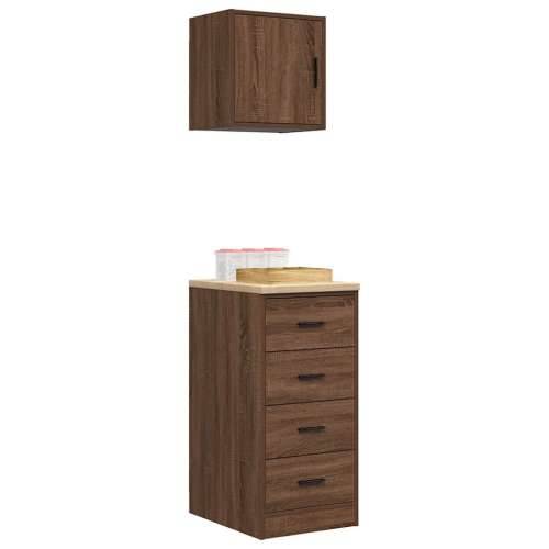 Garažni ormarići 2 kom smeđa boja hrasta konstruirano drvo - Smeđi hrast 40 x 51 x 85 cm 1 4 ladice 4 zásuvky Cijena