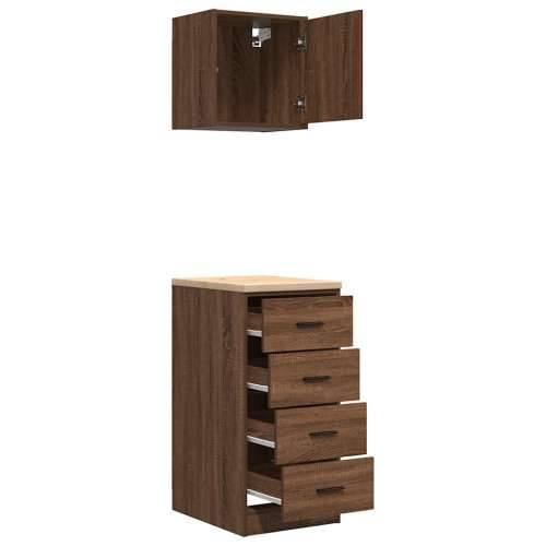 Garažni ormarići 2 kom smeđa boja hrasta konstruirano drvo - Smeđi hrast 40 x 51 x 85 cm 1 4 ladice 4 zásuvky Cijena