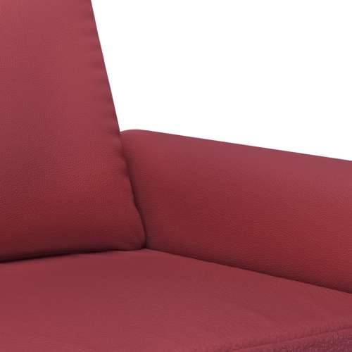 3-dijelni set sofa s jastucima boja vina od umjetne kože - boja crnog vina s jastucima i tabureom Cijena