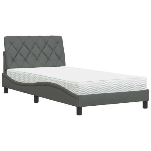 Krevet s madracem tamnosivi 100 x 200 cm od tkanine - Tamno siva 100 x 200 cm Cijena