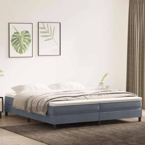 Box spring krevet s madracem tamnosivi 200x210 cm baršunasti - Tamno siva 200 x 210 cm 25 cm Cijena