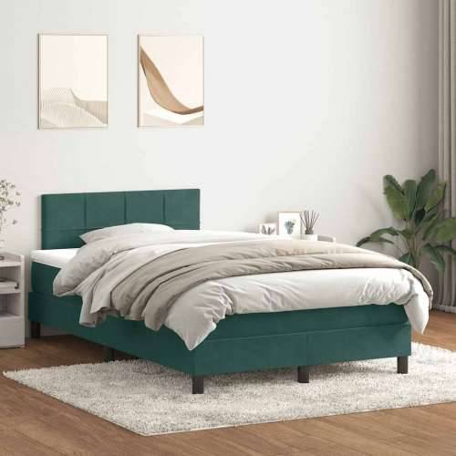 Box spring krevet s madracem tamnozeleni 120x210 cm baršunasti - Tamnozelena 120 x 210 cm Blok s kvadratima Cijena