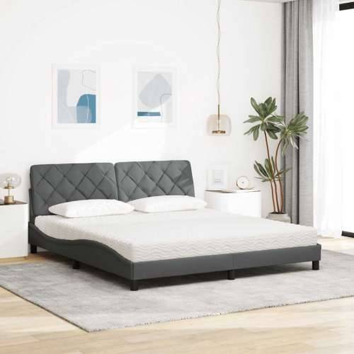 Krevet s madrac svjetlosivi 180x200cm tkanina - Tamno siva 180 x 200 cm Cijena