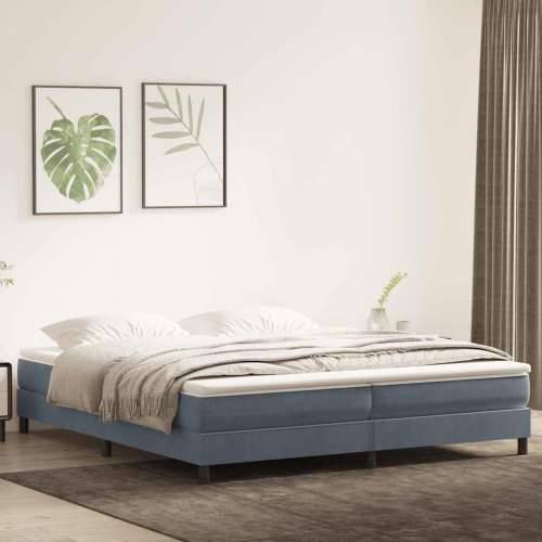 Box spring krevet s madracem tamnosivi 180x220 cm baršunasti - Tamno siva 180 x 220 cm 25 cm Cijena