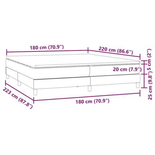 Box spring krevet s madracem tamnosivi 180x220 cm baršunasti - Tamno siva 180 x 220 cm 25 cm Cijena