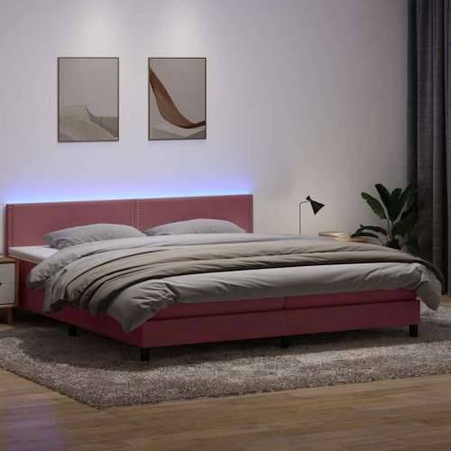Box Spring krevet s madracem ružičasti 180x220 cm samt - Ružičasta 180 x 220 cm Obično s čavlima Cijena