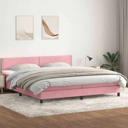 Box Spring krevet s madracem ružičasti 180x220 cm samt - Ružičasta 180 x 220 cm Obično s čavlima Cijena