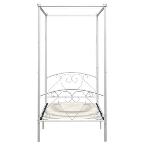 Okvir za krevet s nadstrešnicom bijeli metalni 100 x 200 cm  - Bijela 100 x 200 cm Cijena