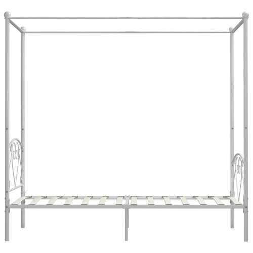 Okvir za krevet s nadstrešnicom bijeli metalni 100 x 200 cm  - Bijela 100 x 200 cm Cijena