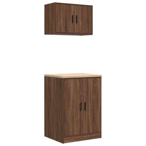 Garažni ormarići 2 kom smeđa boja hrasta konstruirano drvo - Smeđi hrast 60 x 51 x 85 cm 1 1 vrata Cijena