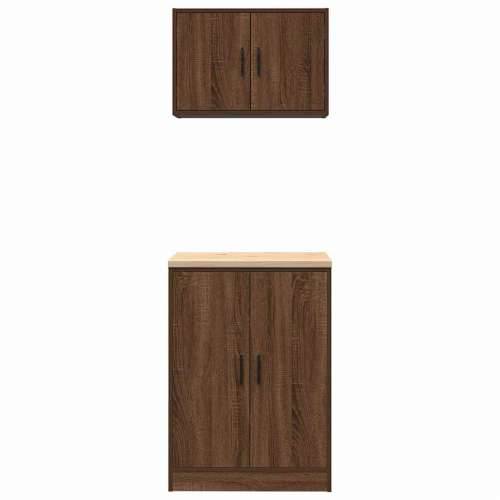 Garažni ormarići 2 kom smeđa boja hrasta konstruirano drvo - Smeđi hrast 60 x 51 x 85 cm 1 1 vrata Cijena