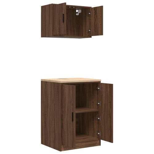 Garažni ormarići 2 kom smeđa boja hrasta konstruirano drvo - Smeđi hrast 60 x 51 x 85 cm 1 1 vrata Cijena