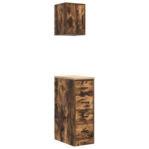 Garažni ormarići 2 kom boja hrasta od konstruiranog drva - Dimljeni hrast 30 x 51 x 85 cm 1 4 ladice 4 zásuvky Cijena