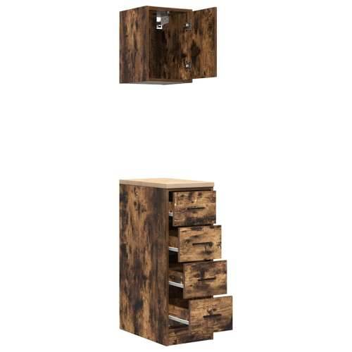 Garažni ormarići 2 kom boja hrasta od konstruiranog drva - Dimljeni hrast 30 x 51 x 85 cm 1 4 ladice 4 zásuvky Cijena