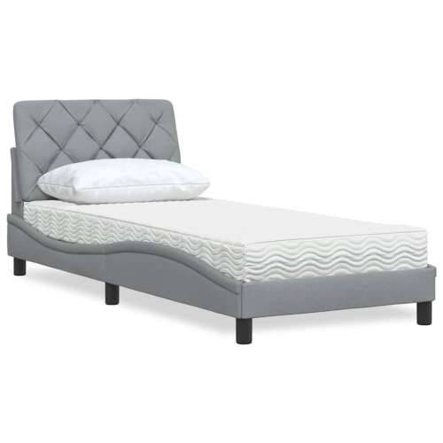 Krevet s madracem svjetlosivi 80x200cm tkanina - Svjetlosiva 80 x 200 cm Cijena