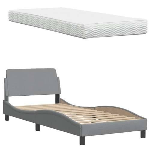 Krevet s madracem svjetlosivi 80x200cm tkanina - Svjetlosiva 80 x 200 cm Cijena