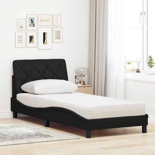 Krevet s madracem crni 80 x 200 cm od tkanine - Crna 80 x 200 cm Cijena