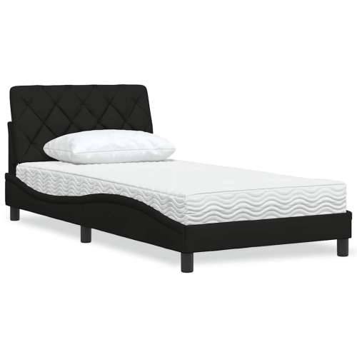 Krevet s madracem crni 100 x 200 cm od tkanine - Crna 100 x 200 cm Cijena