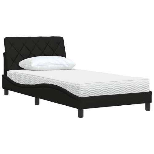 Krevet s madracem crni 100 x 200 cm od tkanine - Crna 100 x 200 cm Cijena