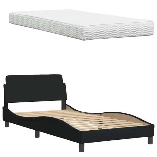 Krevet s madracem crni 100 x 200 cm od tkanine - Crna 100 x 200 cm Cijena