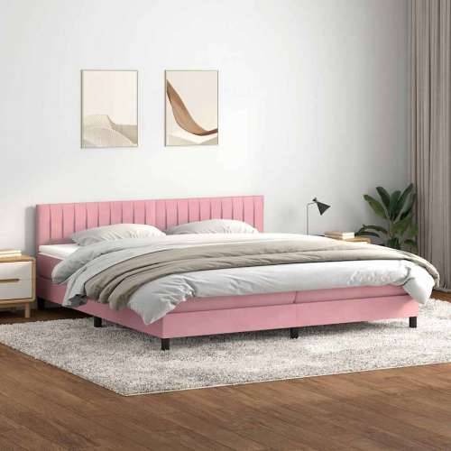 Box Spring krevet s madracem ružičasti 200x210 cm samt - Ružičasta 200 x 210 cm Okomite pruge Cijena