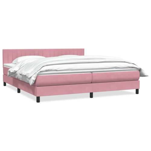 Box Spring krevet s madracem ružičasti 200x210 cm samt - Ružičasta 200 x 210 cm Okomite pruge Cijena