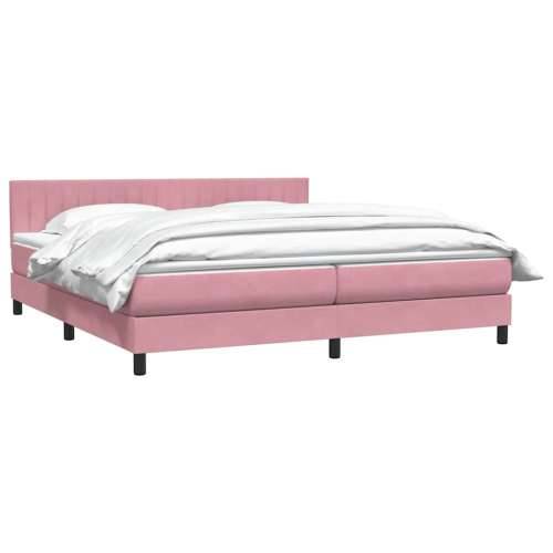 Box Spring krevet s madracem ružičasti 200x210 cm samt - Ružičasta 200 x 210 cm Okomite pruge Cijena