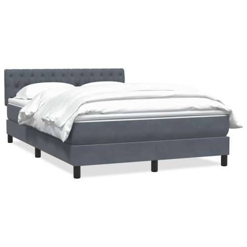 Box spring krevet s madracem tamnosivi 140x210 cm baršunasti - Tamno siva 140 x 210 cm Dizajn s gumbima Cijena