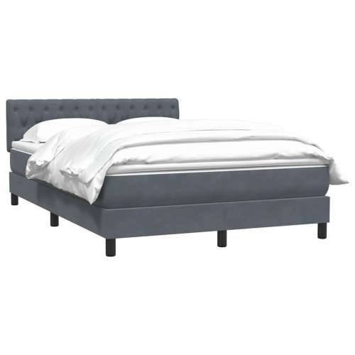 Box spring krevet s madracem tamnosivi 140x210 cm baršunasti - Tamno siva 140 x 210 cm Dizajn s gumbima Cijena