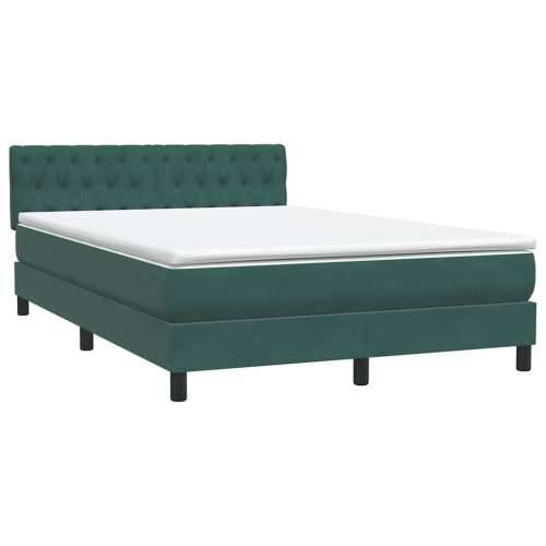 Box spring krevet s madracem tamnozeleni 140x210 cm baršunasti - Tamnozelena 140 x 210 cm Dizajn s gumbima Cijena