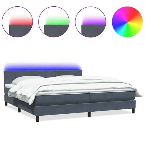 Box spring krevet s madracem tamnosivi 200x210 cm baršunasti - Tamno siva 200 x 210 cm Blok s kvadratima Cijena