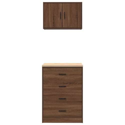 Garažni ormarići 2 kom smeđa boja hrasta konstruirano drvo - Smeđi hrast 60 x 51 x 85 cm 1 4 ladice 4 zásuvky Cijena