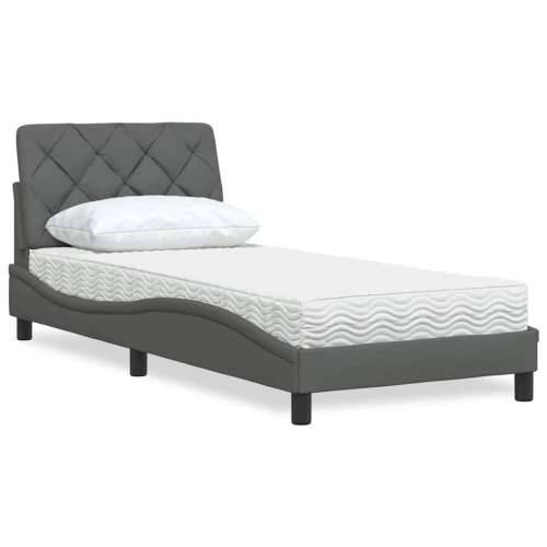 Krevet s madracem tamnosivi 90 x 190 cm od tkanine - Tamno siva 90 x 190 cm Cijena
