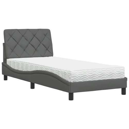 Krevet s madracem tamnosivi 90 x 190 cm od tkanine - Tamno siva 90 x 190 cm Cijena