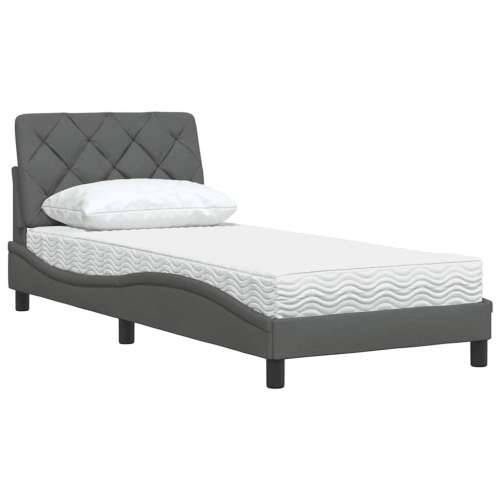 Krevet s madracem tamnosivi 90 x 190 cm od tkanine - Tamno siva 90 x 190 cm Cijena