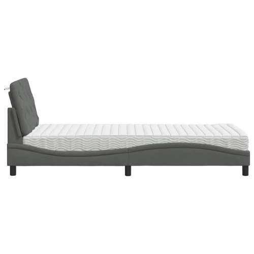 Krevet s madracem tamnosivi 90 x 190 cm od tkanine - Tamno siva 90 x 190 cm Cijena