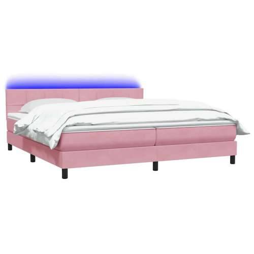 Box Spring krevet s madracem ružičasti 200x210 cm samt - Ružičasta 200 x 210 cm Blok s kvadratima Cijena