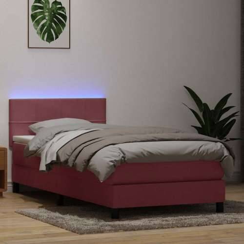 Box spring krevet s madracem ružičasti 80 x 220 cm baršunasti - Ružičasta 80 x 220 cm Blok s kvadratima Cijena