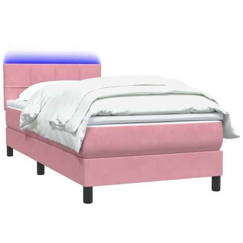 Box spring krevet s madracem ružičasti 80 x 220 cm baršunasti - Ružičasta 80 x 220 cm Blok s kvadratima Cijena