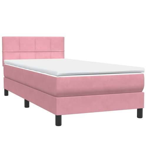 Box spring krevet s madracem ružičasti 80 x 220 cm baršunasti - Ružičasta 80 x 220 cm Blok s kvadratima Cijena
