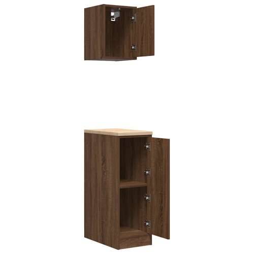 Garažni ormarići 2 kom smeđa boja hrasta konstruirano drvo - Smeđi hrast 30 x 51 x 85 cm 1 1 vrata Cijena