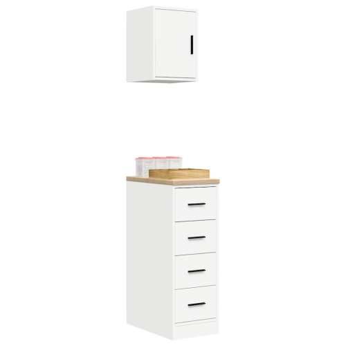 Garažni ormarići 2 kom bijeli od konstruiranog drva - Bijela 30 x 51 x 85 cm 1 4 ladice 4 zásuvky Cijena