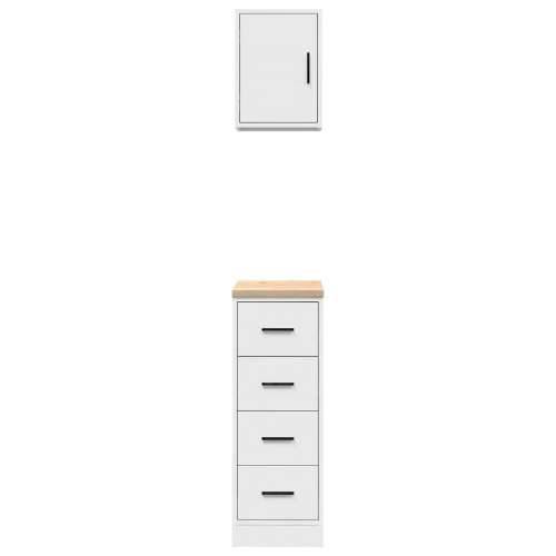 Garažni ormarići 2 kom bijeli od konstruiranog drva - Bijela 30 x 51 x 85 cm 1 4 ladice 4 zásuvky Cijena