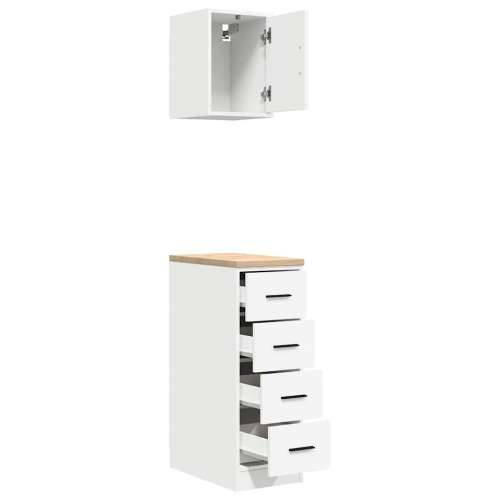 Garažni ormarići 2 kom bijeli od konstruiranog drva - Bijela 30 x 51 x 85 cm 1 4 ladice 4 zásuvky Cijena