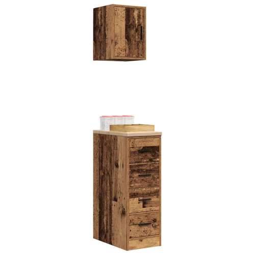 Garažni ormarići 2 kom boja drva konstruirano drvo - Staro drvo 30 x 51 x 85 cm 1 4 ladice 4 zásuvky Cijena
