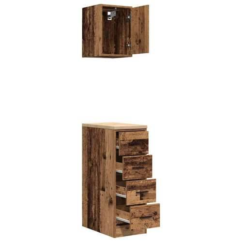 Garažni ormarići 2 kom boja drva konstruirano drvo - Staro drvo 30 x 51 x 85 cm 1 4 ladice 4 zásuvky Cijena