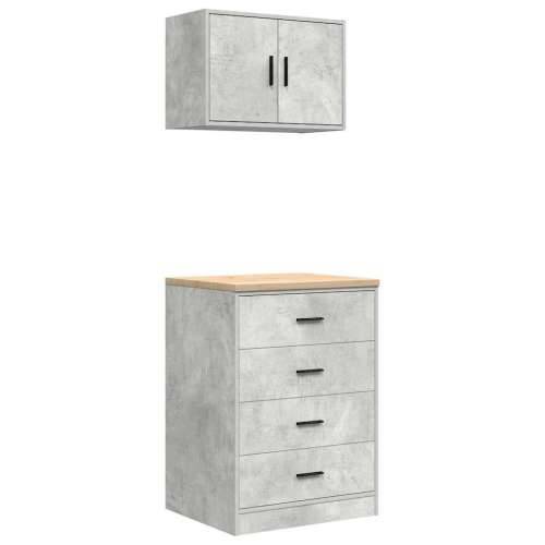 Garažni ormarići 2 kom siva boja betona od konstruiranog drva - Beton siva 60 x 51 x 85 cm 1 4 ladice 4 zásuvky Cijena