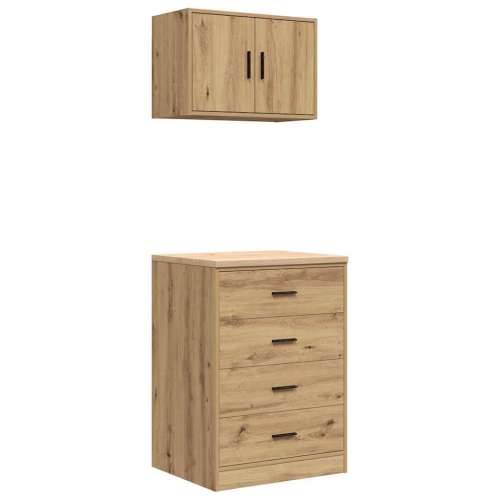 Garažni ormarići 2 kom boja hrasta artisan konstruirano drvo - artisian oak 60 x 51 x 85 cm 1 4 ladice 4 zásuvky Cijena